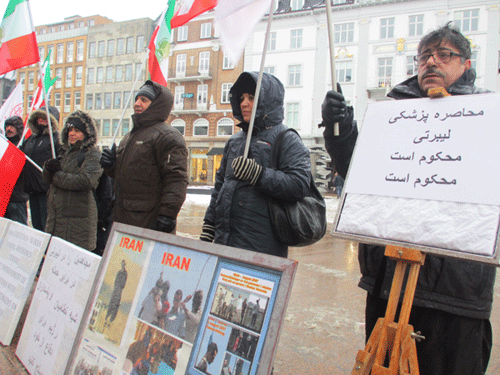 تظاهرات هواداران مجاهدین خلق ایران در دانمارک علیه نقض حقوق بشر 