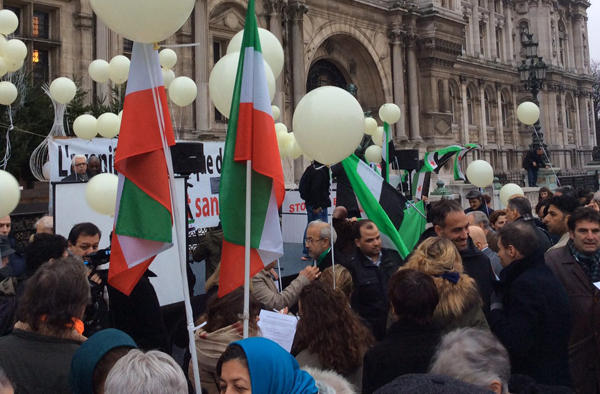 شرکت حامیان مقاومت در تظاهرات محکومیت کشتار مردم بیدفاع حلب در پاریس