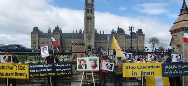 تظاهرات در کانادا - محکومیت نمایش قلابی انتخابات آخوندی- نه به شیاد نه به جلاد رای من سرنگونی