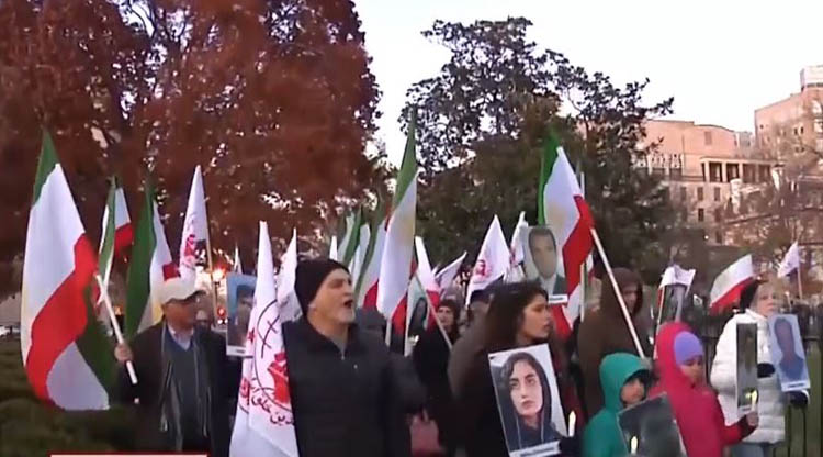 تظاهرات در حمایت از قیام مردم در شهرهای شورشی ایران در واشنگتن