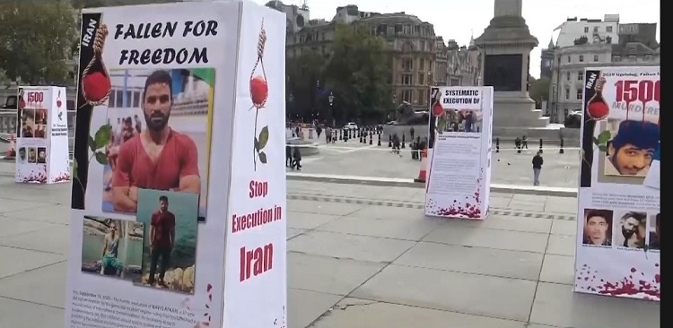 نمایشگاه نه به اعدام در میدان ترافلگار لندن