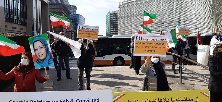 بروکسل - مقر اتحادیه اروپا - تظاهرات ایرانیان علیه رژیم آخوندی