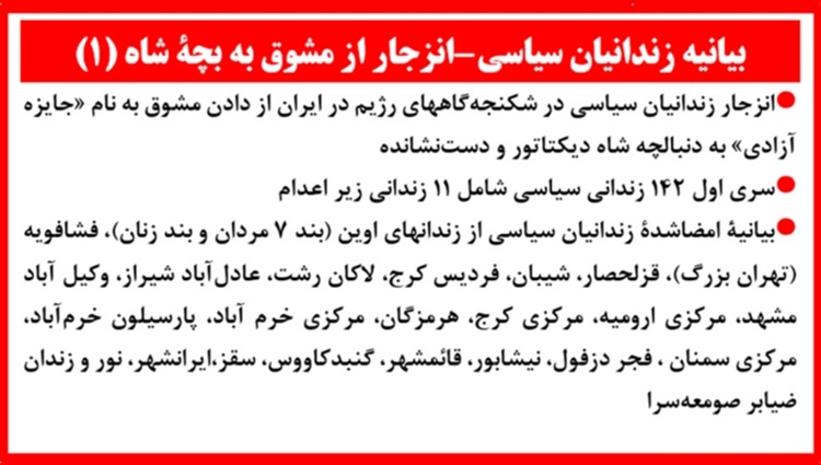 بیانیه زندانیان سیاسی - انزجار از مشوق به بچهٔ شاه